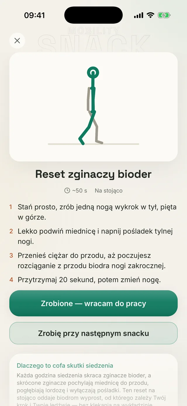 Ekran Kallen: krótka mobilizacja do wykonania w przerwie od pracy przy biurku